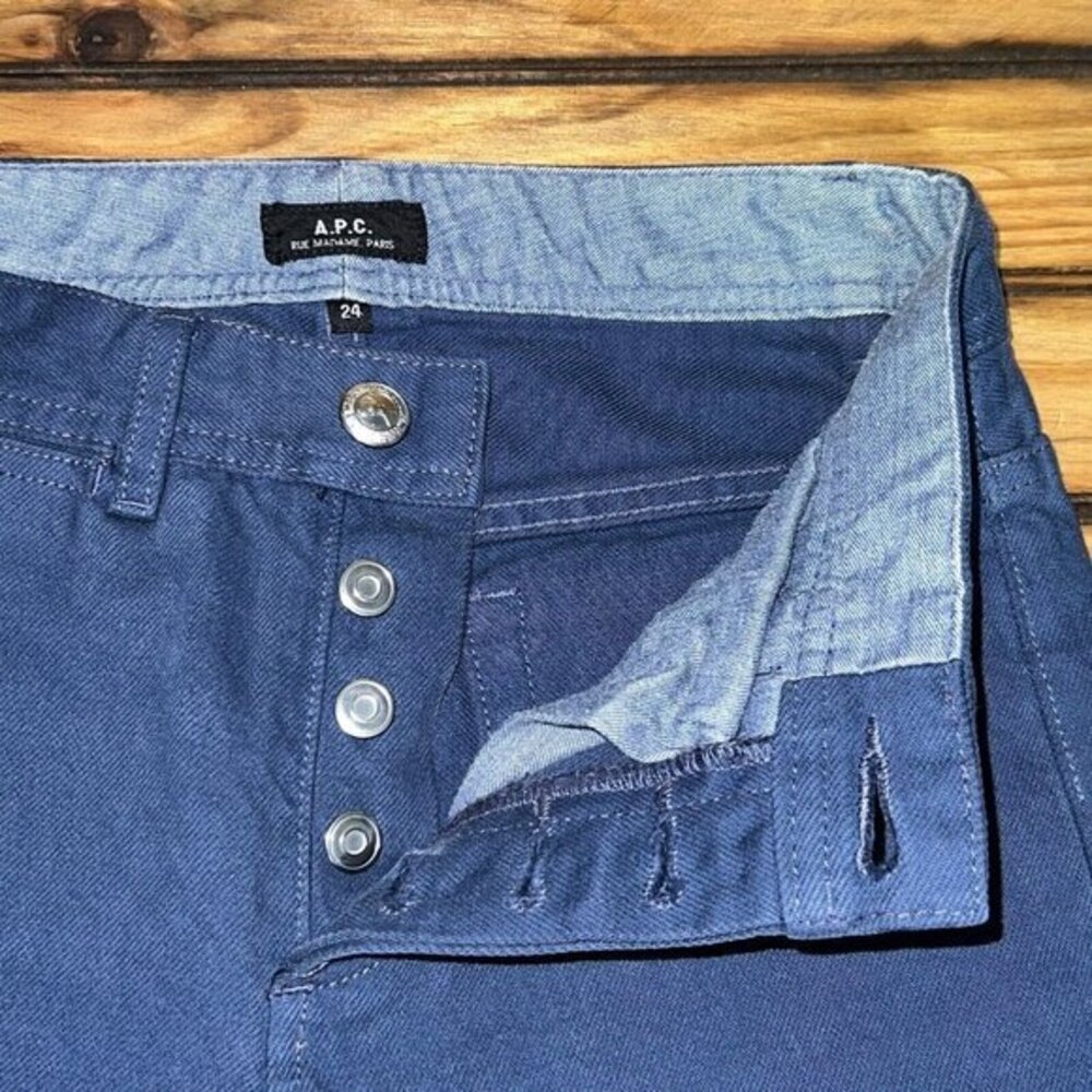 APC Womens Jeans Size 24 Blue Indigo Mid Rise Straight Leg Button Fly - Picture 5 of 9